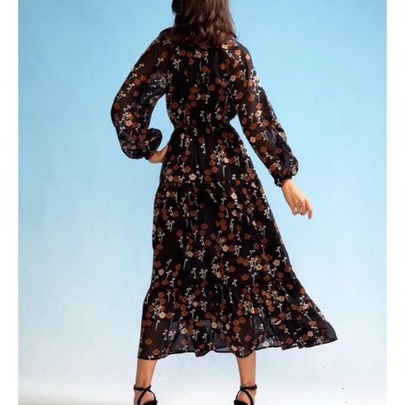 NWT Cynthia Rowley Blossom Black Floral Silk Maxi Dress Size Small - Picture 13 of 14